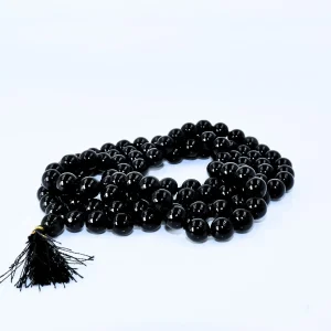 Original Kala Hakik Mala (108+1 Beads) - Black Agate Rosary for Protection, Shani Dev, and Rahu Ketu Remedies