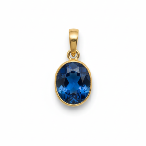 Natural Blue Topaz Gemstone Pendant - Neelam Stone Locket - Saturn Astrological Jewelry