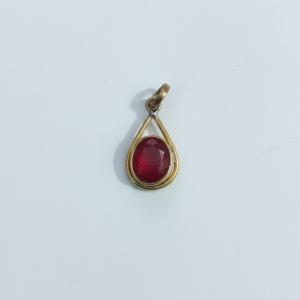 Natural Ruby (Manik) Pendant - Oval Red Gemstone Locket - Sun Astrological Jewelry