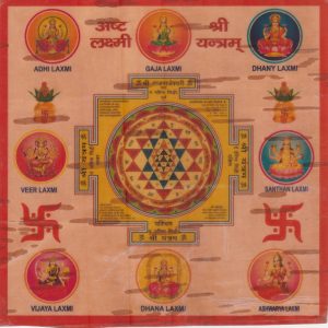 Powerful Ashtalakshmi Yantra on Bhojpatra | Riches, Grain, Courage & Victory 6*6 inch