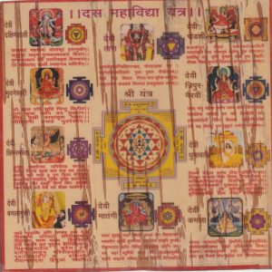 Powerful Das Mahavidya Yantra on Bhojpatra | Grants Siddhi, Knowledge, and Fortune 6*6 inch