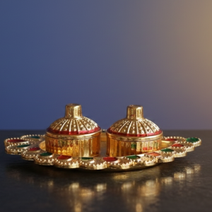 Decorative Bhog Plate for Laddu Gopal & Puja - Premium Meenakari Work Thali