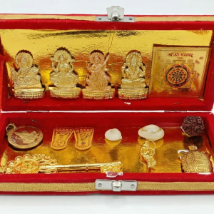 Shri Dhan Laxmi Kuber Bhandari Yantra Box – Complete Wealth & Prosperity Kit | Diwali Poojan & Vastu Gift Set (Gold Plated)