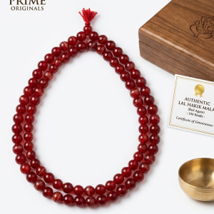 100% Original Lal Hakik Mala (Red Agate) - 108 Beads Certified Premium Quality Rosary for Pooja