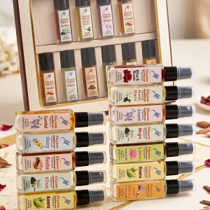 Shyam Fragrances Premium Attar Roll-On & Spray Set (Pack of 14) | Long-Lasting Luxury Assorted Natural Attar Shishi Gift Box for Men & Women (Jasmine, Mogra, Sandal, Black Rose, Kesar Chandan & More)