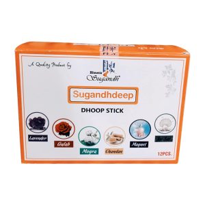 Bhawna Sugandh Sugandhdeep Dhoop Sticks - Pack of 12 Assorted Fragrances (Lavender, Gulab, Mogra, Chandan, Magnet, Jai Sai) for Pooja, Meditation & Aromatherapy